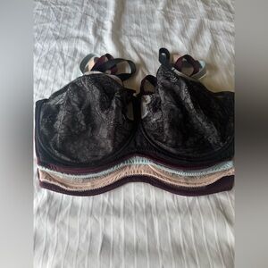 Lace Underwire Bra Set - Black, Cream, Burgundy